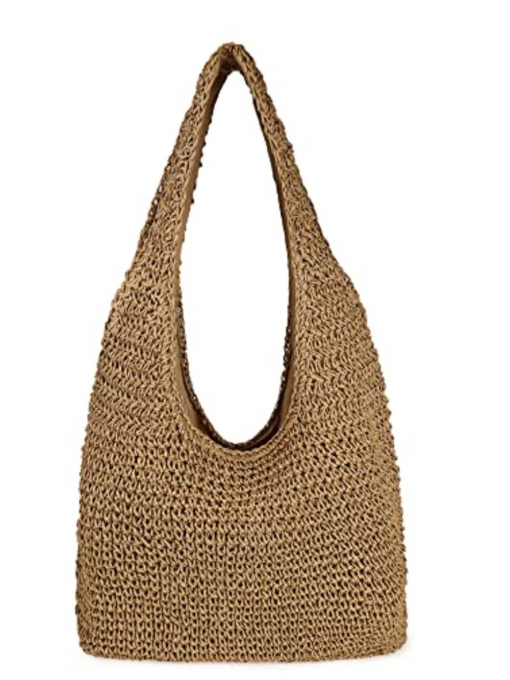 Handwoven Straw Tote Shoulder Bag for Summer Beach Casual